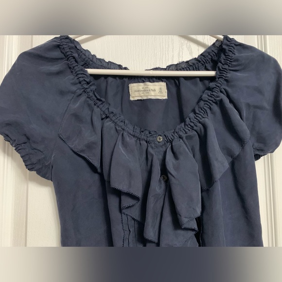 Abercrombie & Fitch blouse top in navy - size XS - Picture 3 of 5